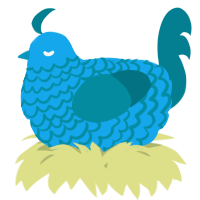 A sky and sea chicken with a lace pattern