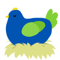 A ultramarine and grass chicken