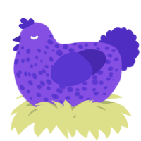 A blurple and indigo chicken with a speckle pattern