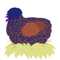 A navy and russet chicken with a double-lace pattern