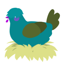 A teal and olive chicken