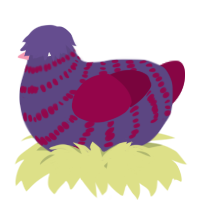 A overcast and maroon chicken with a bar pattern