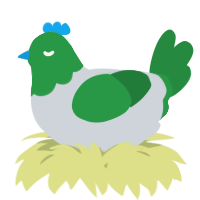 A mist and viridian chicken with a head pattern