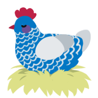 A sapphire and mist chicken with a lace pattern