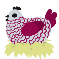 A mist and maroon chicken with a lace pattern