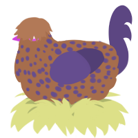 A brown and overcast chicken with a speckle pattern