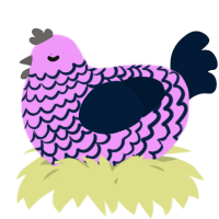 A lavender and tumblr chicken with a lace pattern