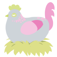 Sour Candy, a mist and pink chicken with a neck-speckle pattern