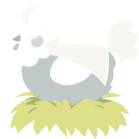 A silver and white chicken with a head pattern
