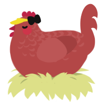 Gas Can, a red chicken with a half-lace pattern