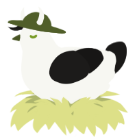 A white and sable chicken