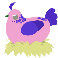 Day Lily, a pink and indigo chicken with a neck-speckle pattern