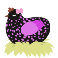 A sable and orchid chicken with a speckle pattern