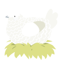 A white chicken with a lace pattern