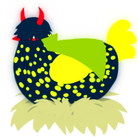 A tumblr and lime chicken with a speckle pattern
