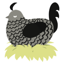 A ash and black chicken with a lace pattern