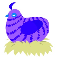 SEAWRLD, a lilac and indigo chicken with a bar pattern