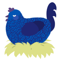 A ultramarine and navy chicken with a double-lace pattern