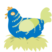 A sapphire and lemon chicken with a half-bar pattern