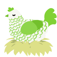 A white and grass chicken with a lace pattern