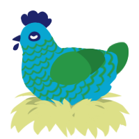A cerulean and viridian chicken with a lace pattern