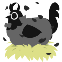 A grey and black chicken with a head pattern