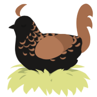 A sable and brown chicken with a half-lace pattern