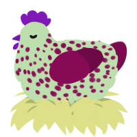 A gluppy and wine chicken with a speckle pattern
