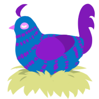 blue failure, a sapphire and violet chicken with a bar pattern