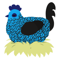 A sky and sable chicken with a double-lace pattern
