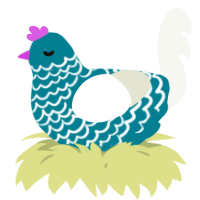 A sea and white chicken with a lace pattern