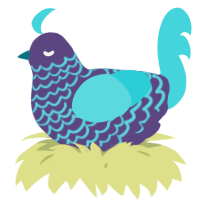 A overcast and aqua chicken with a lace pattern