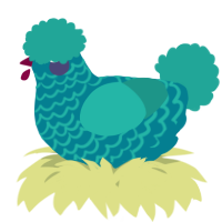 A sea and turquoise chicken with a lace pattern