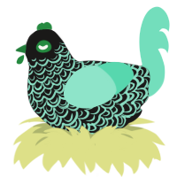 minty darkness, a sable and mint chicken with a double-lace pattern