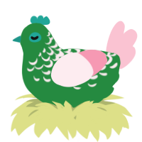 A viridian and rose chicken with a half-lace pattern