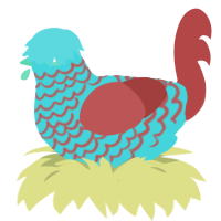 GetInto Hypnosis Mic, a aqua and red chicken with a lace pattern