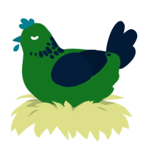 Rio, a leaf and tumblr chicken with a neck-speckle pattern