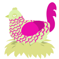 GetInto Hypnosis Mic, a apple and fuchsia chicken with a lace pattern