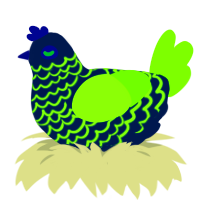 Glowstick, a tumblr and grass chicken with a lace pattern