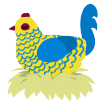 (unnamed), a yellow and sapphire chicken with a lace pattern