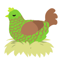 A grass and brown chicken with a lace pattern