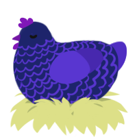 A navy and indigo chicken with a lace pattern