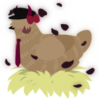 A beige chicken with a bar pattern