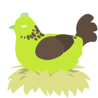 gluppy avocado toast, a lime and bark chicken with a neck-speckle pattern