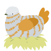 A mist and orange chicken with a bar pattern