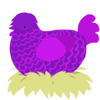 A violet and amethyst chicken with a lace pattern