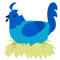 A cerulean and ultramarine chicken with a head pattern