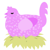 A lavender chicken with a speckle pattern