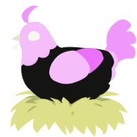 A black and lavender chicken with a head pattern