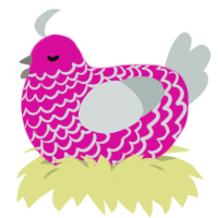 Valentine, a fuchsia and silver chicken with a lace pattern